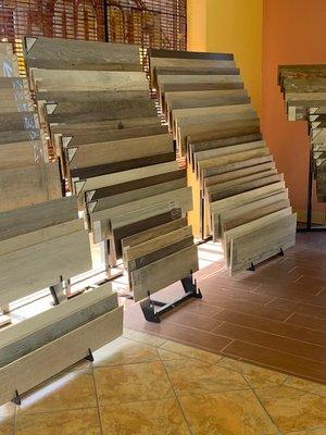 We have a nice selection of wood grain ceramic tile