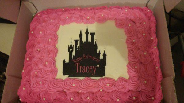 Another amazing made custome cake. Thank you, BJS's Bakery Manager! I provided the print out and they printed the center verbiage on edible