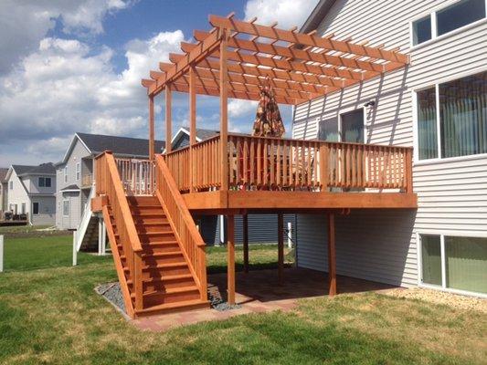 Cedar deck with pergola