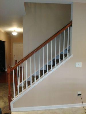 Fresh paint on ceiling and walls and baseboards