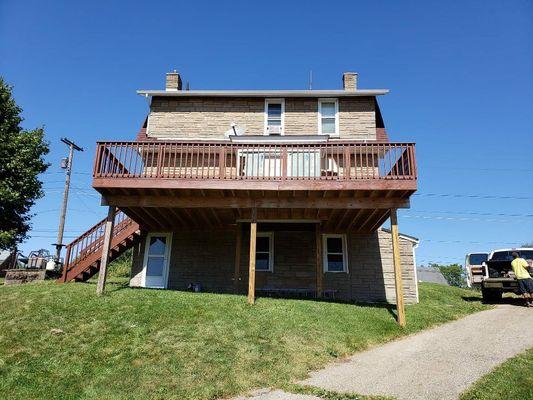 Pressure washed and stained n sealed the deck.