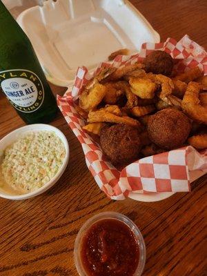 Shrimp plate with fries & hush puppies