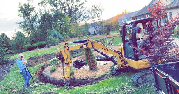 French drain around koi pond