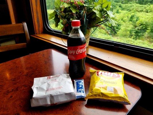 My humble little lunch (included in the ticket price) on the SAM SHORTLINE EXCURSION TRAIN.