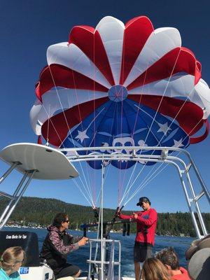 Parasailing with North Tahoe Water Sports out of Tahoe City