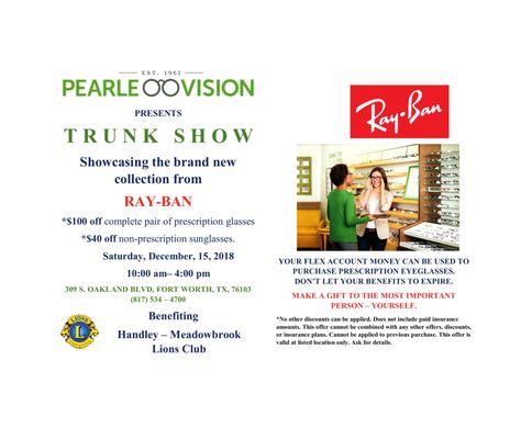 Ray-Ban trunk show sales event coming to our store this December, 15. Everyone welcome!