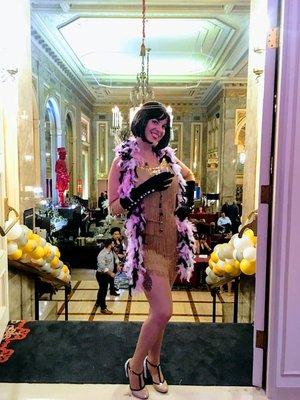 Ada as a flapper at the Sir Francis Drake Hotel's 90th Birthday Party.