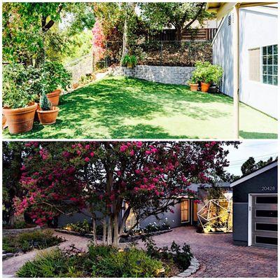 Great curb appeal with stamped concrete circular drive, multiple planters and well landscaped.