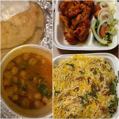 Chana Puri, Chicken Biryani, Chicken Boti Tandoori