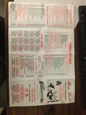 Back of menu