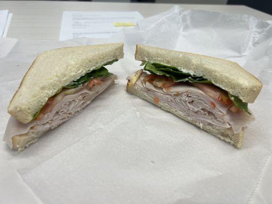 Turkey sandwich (no cheese, that's extra) $7.95