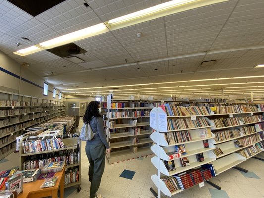 View from the front door- aisles and aisles of books!