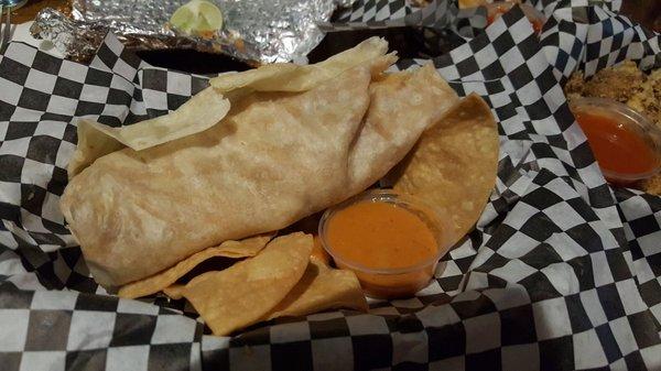 Bean & Cheese Burrito w/Chips (11/16/18). #AtwaterVillage #UYE #HappyHour #BarFood #MexicanFood #CheapEats #FoodPics #FoodPorn