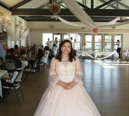 My quinceañera, my cousins and the space/room for party's