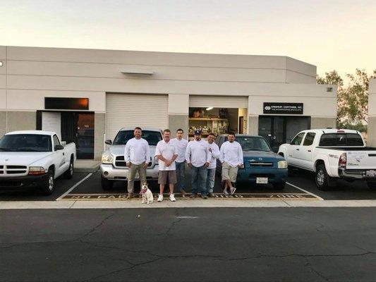 The team's trucks are loaded and ready to do a great job on your project.