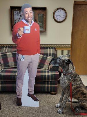 You can come visit Jake and take a photo with him at this office!