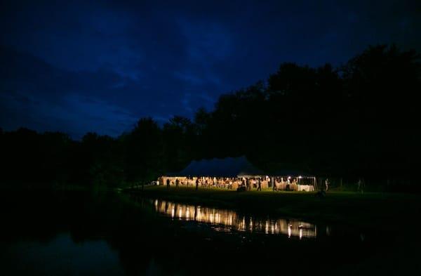 Gorgeous evening wedding by the pond.