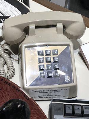 Eddie G. Robinson Museum. Coach took calls on this phone from President Bill Clinton and Governor Edwin Edwards after his 400th win. 10/5/95