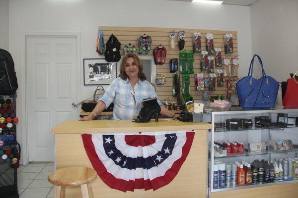 Maggie at her new store