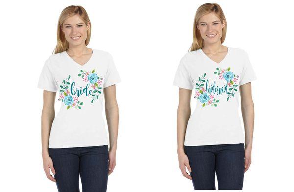 Bride and Bridesmaids Floral Bachelorette Vnecks