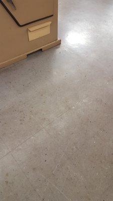 Dirty Vinyl Floor before stripping and waxing job in Waltham MA