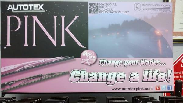 We are proud to support The National Breast Cancer Foundation with "actual" PINK wiper blades!!!!