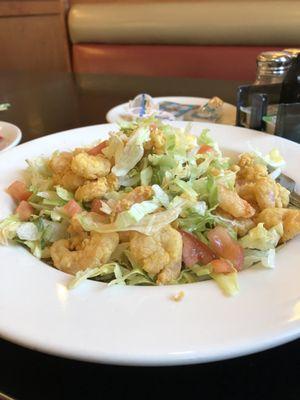 Fried shrimp salad