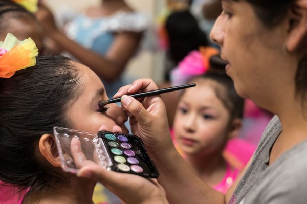 Newark School of the Arts dance students getting ready for the annual dance performance at Mary Burch Theatre, Essex County College, 2017.