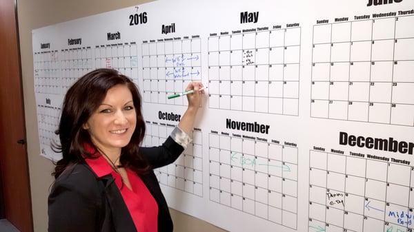 Our calendars are REALLY big and have dry erase lamination so you can mark it up and erase as often as you like.