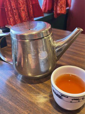 You know it's good Chinese when the tea is served like this.