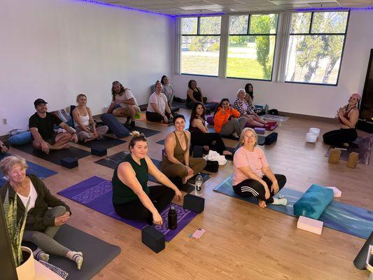 Full class in our NEW Xhale Yoga Studio a few doors away from Xhale Fitness!