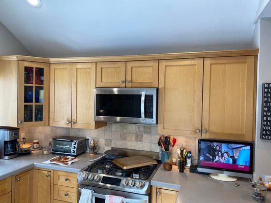 Before cabinets painting and backsplash installation