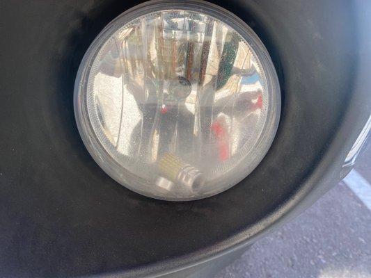 Broken led fog lamp.  And broken connection from removing the bumper cover.