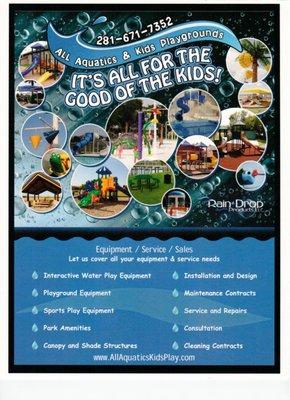 Turn key Company for all your  Commercial Playground and Water Park needs!!! "It's ALL for the good of the kids"