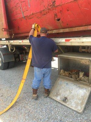 One of our staff members securing a dumpster.