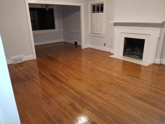 Beautifully shined hardwood floors.