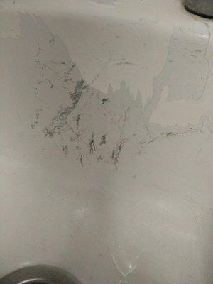 they just paint the sink and within the first day it was peeling off and now the entire sink looks like this.