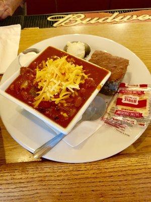 Sirloin Chili and blue cornbread - so good!!