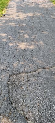 Large holes main areas of driveway- not enough black top