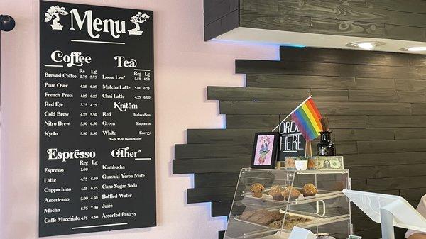 Cute menu and LGBTQ+ friendly! Delicious baked goods