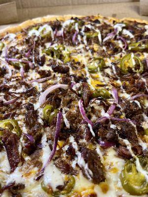 NEW BBQ Brisket Pizza - taste even better than it looks!