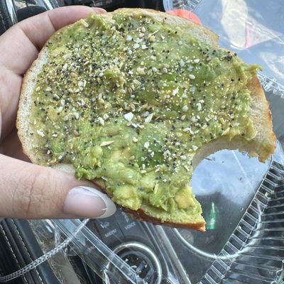 Asiago Cheese Bagel with Avocado Spread