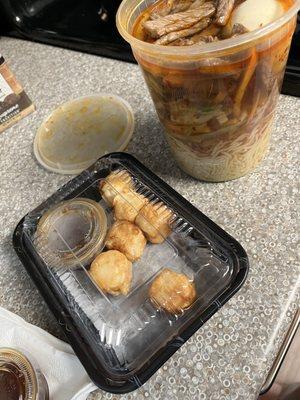 Beef Ramen and Shrimp dumplings