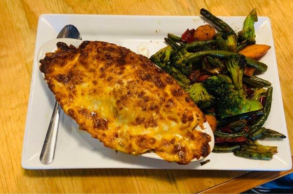 Crawfish Enchiladas with mixed vegetables