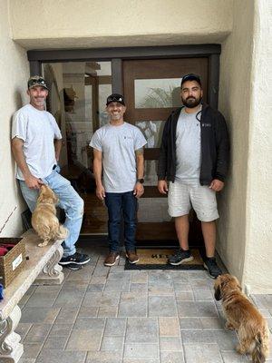 Todd, Anthony and Malden along with their helpers, our dogs Bowie and Fenway!