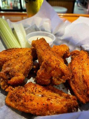 Six Kansas City fry rub wings. 75 cents each on Wednesday and Thursdays. Minimum of six per sauce/rub.