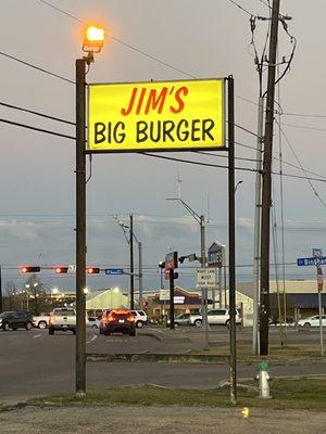 Jim's Big Burger sign