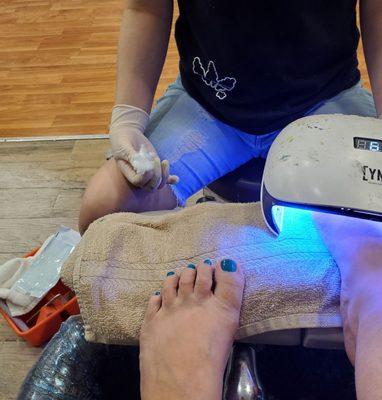 Gel pedicure in progress :)