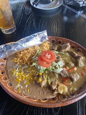 Carne guisada lunch special.