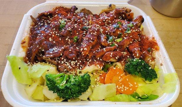 Spicy Chicken n Beef Combo with all veggies no rice